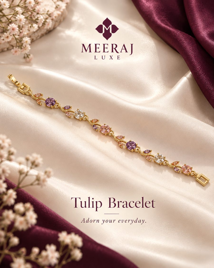 Tulip Bracelet on ivory satin